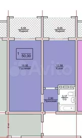 1-к. квартира, 50 м, 5/16 эт. - Фото 1