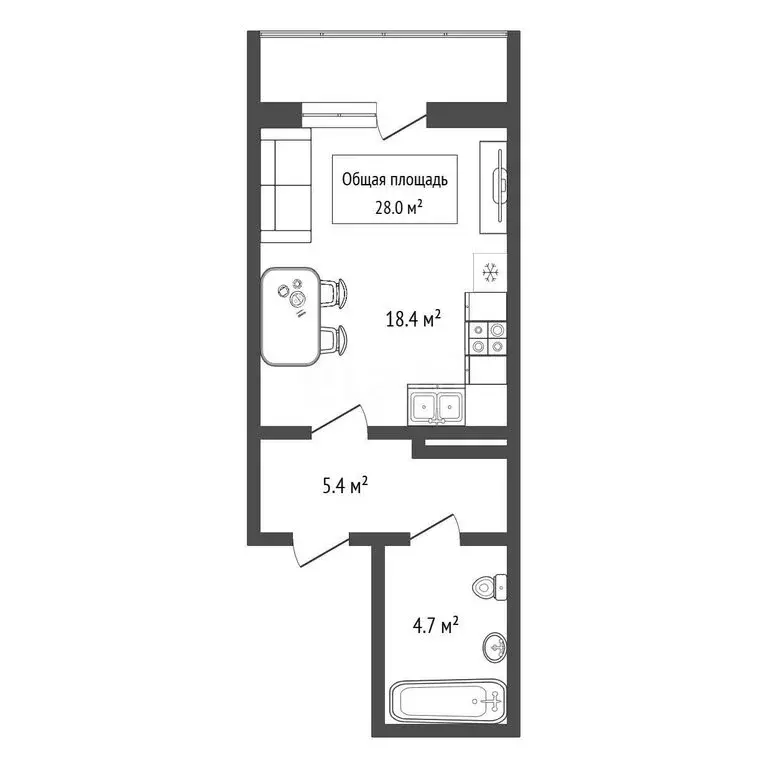 Квартира-студия: Новосибирск, улица Писарева, 125 (28 м) - Фото 1