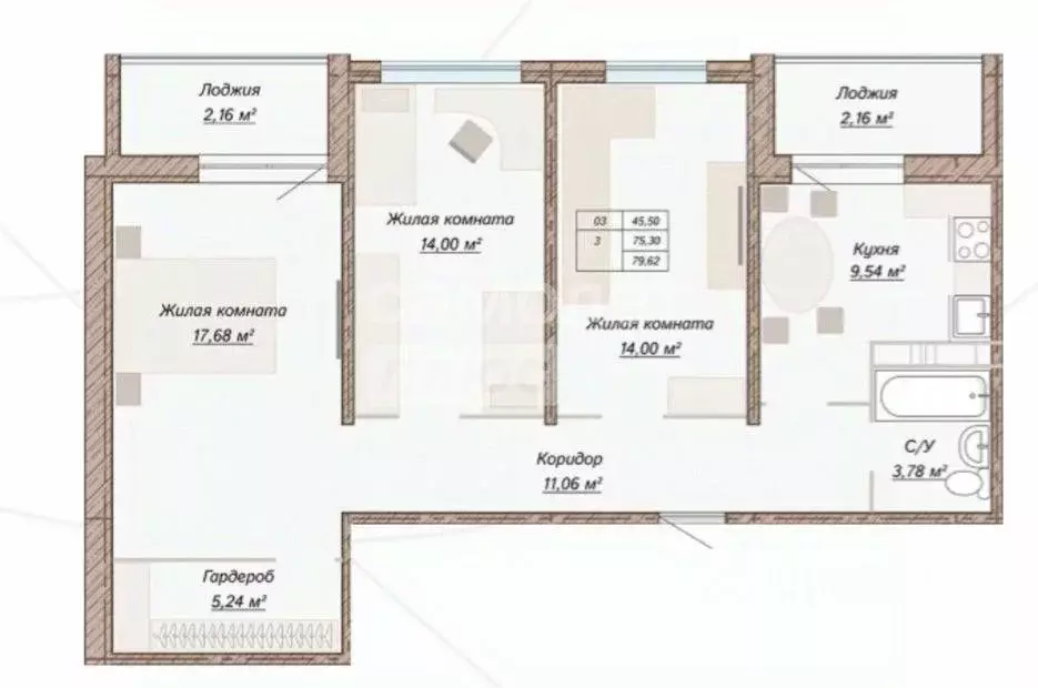 3-к кв. Самарская область, Тольятти Московский просп., 62 (79.62 м) - Фото 1
