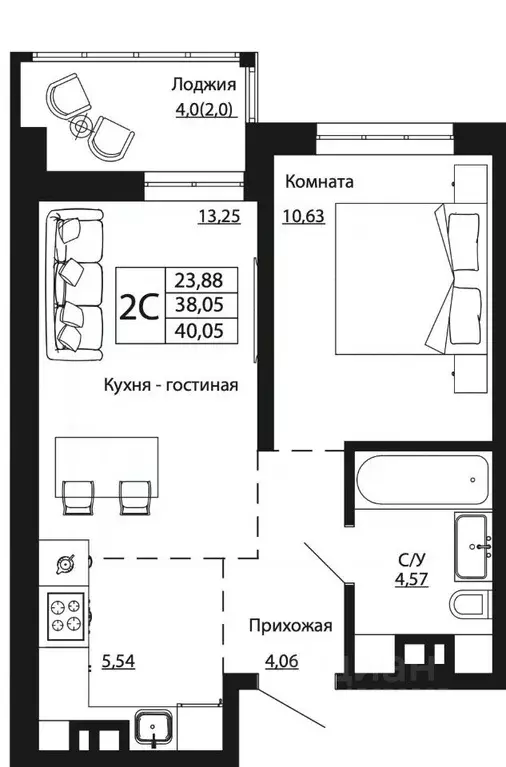 2-к кв. Ростовская область, Ростов-на-Дону ул. Текучева, 370/2 (39.94 ... - Фото 0