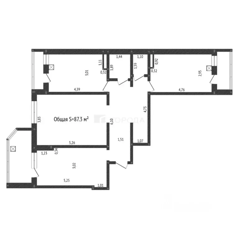 3-к кв. Алтайский край, Барнаул ул. Сергея Ускова, 23 (87.3 м) - Фото 2