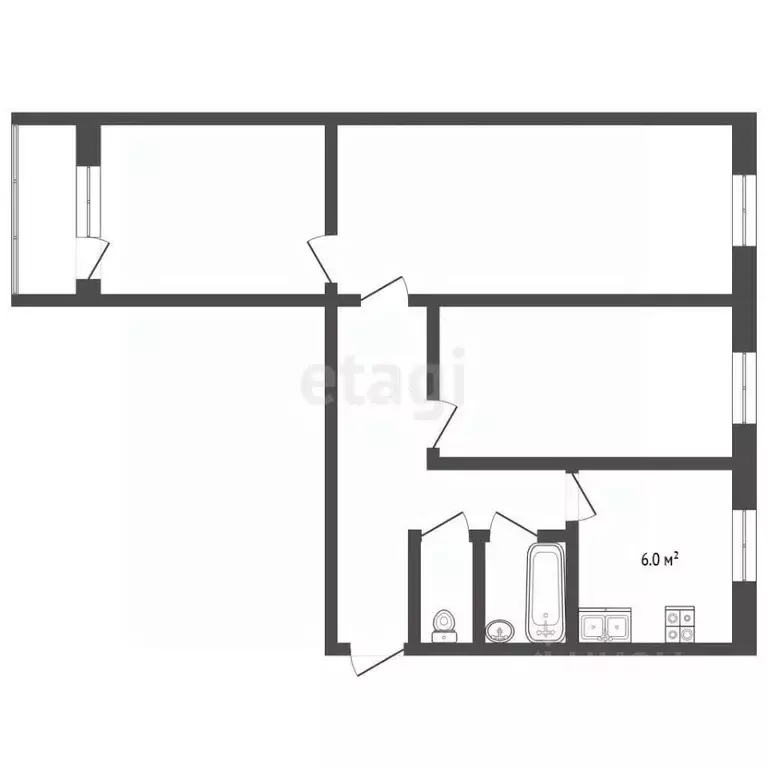 3-к кв. Ярославская область, Рыбинск ул. Герцена, 87 (57.2 м) - Фото 2