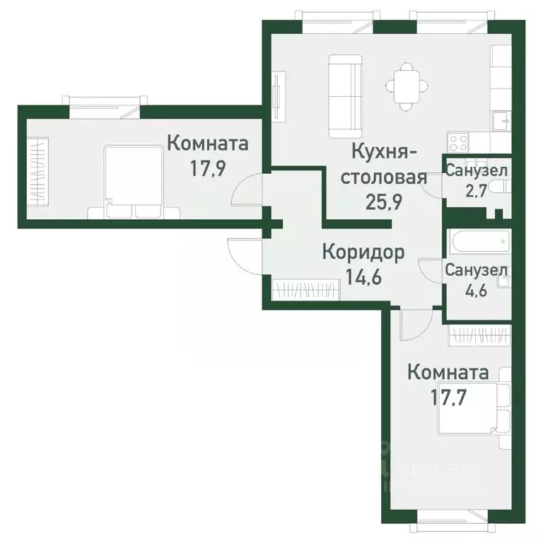 2-к кв. Челябинская область, Челябинский городской округ, пос. ... - Фото 0