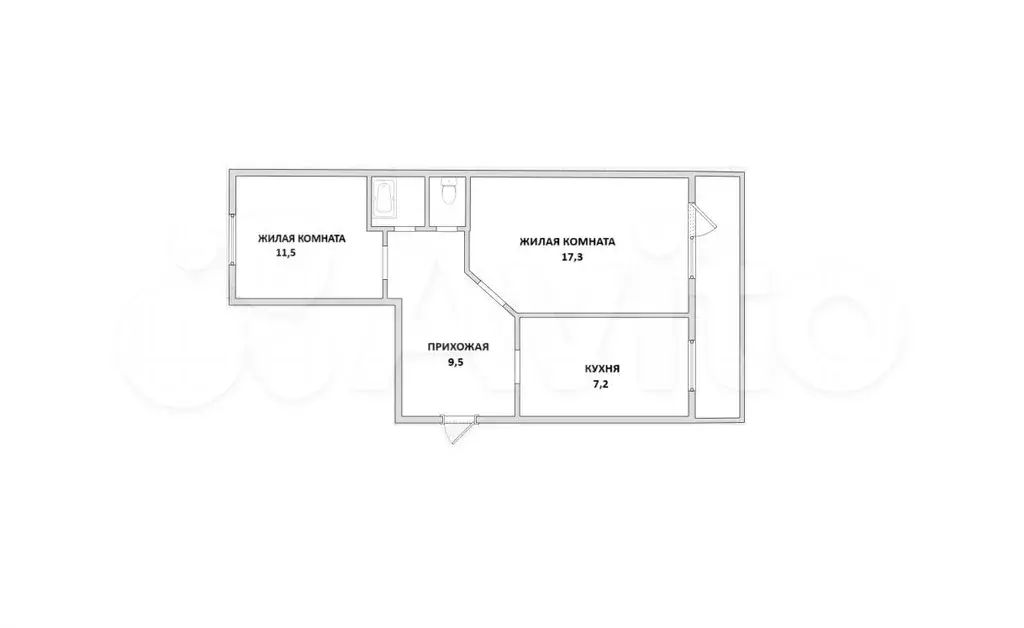 2-к. квартира, 50 м, 1/3 эт. - Фото 0