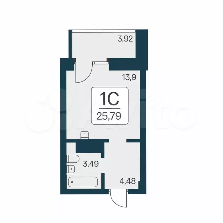 Квартира-студия, 25,8 м, 22/25 эт. - Фото 0