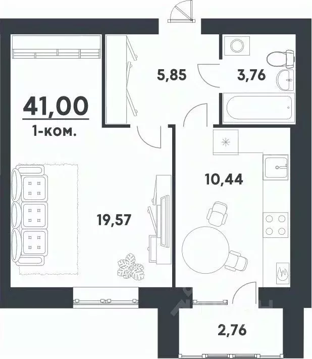 1-к кв. Волгоградская область, Волгоград Долина-2 жилрайон,  (41.0 м) - Фото 0