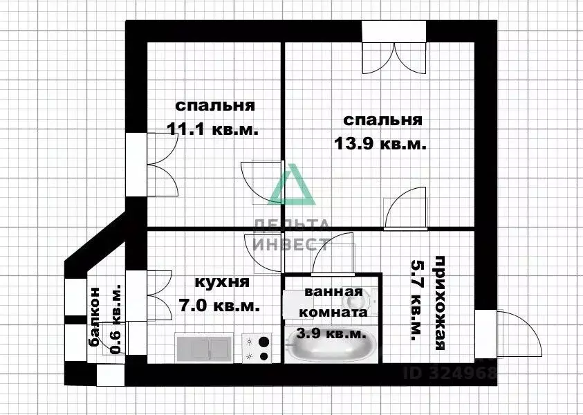 2-к кв. Башкортостан, Уфа ул. Уфимское Шоссе, 18/5 (43.0 м) - Фото 2