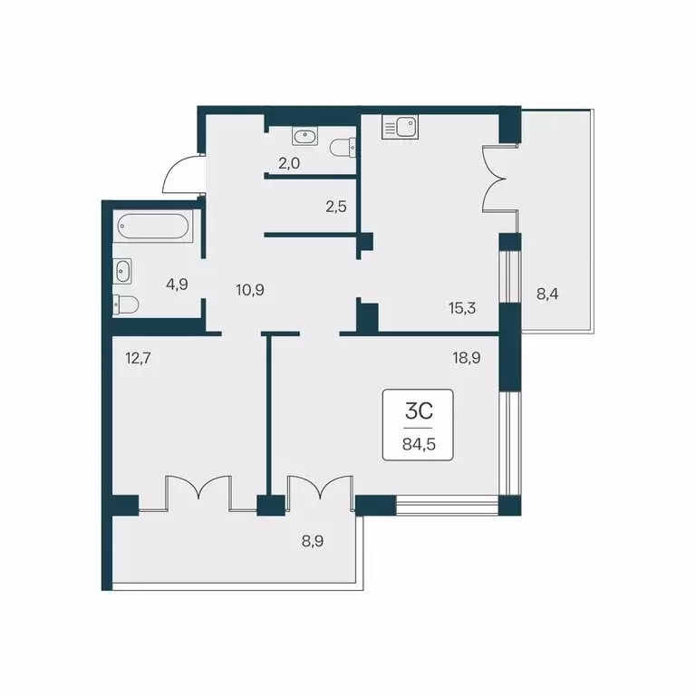 3-комнатная квартира: Алупка, Севастопольское шоссе, 6Ак3 (84.5 м) - Фото 1