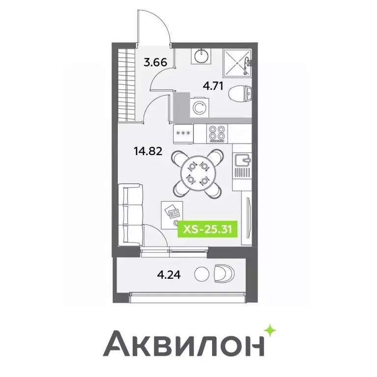 Студия Санкт-Петербург ул. Среднерогатская, 11к2 (25.31 м) - Фото 0