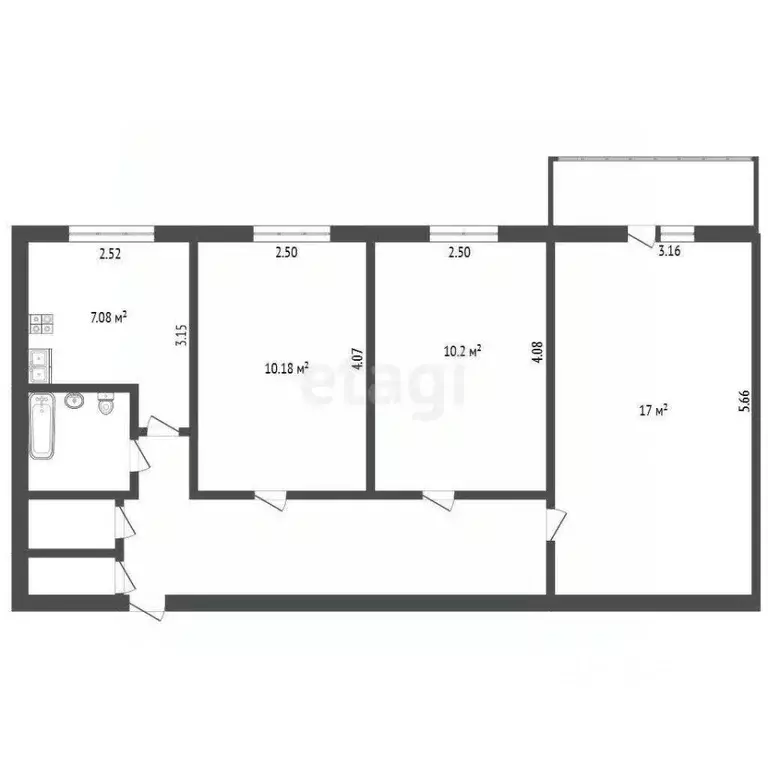 3-к кв. Ленинградская область, Кировский район, Мгинское городское ... - Фото 2