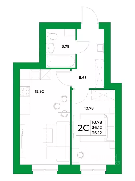 1-к кв. Башкортостан, Уфимский район, Зубовский сельсовет, с. Зубово ... - Фото 1