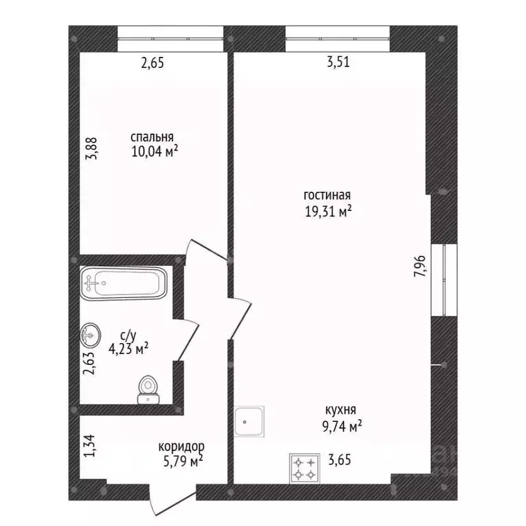 2-к кв. Башкортостан, Уфа ул. Менделеева, 137 (49.0 м) - Фото 1