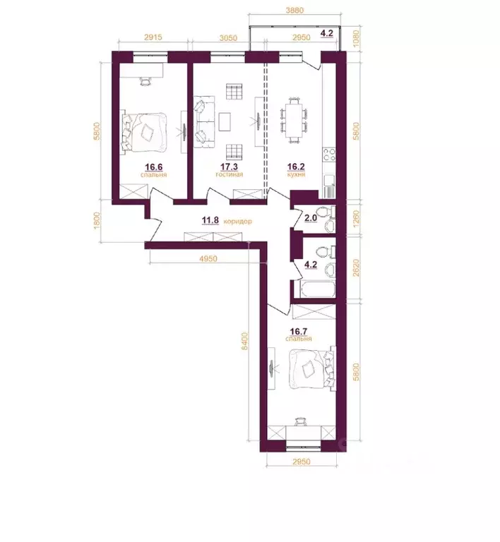 3-к кв. Иркутская область, Иркутск Топкинский мкр, 67 (91.2 м) - Фото 0