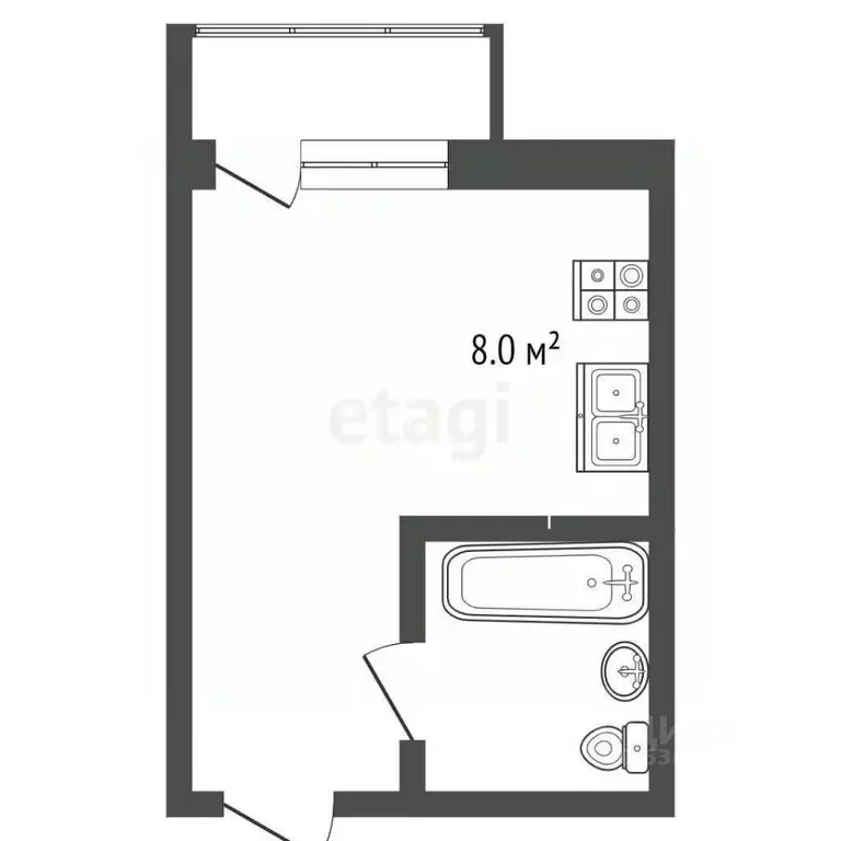 Студия Ростовская область, Ростов-на-Дону ул. Нансена, 109/6 (30.0 м) - Фото 1