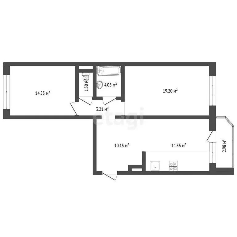 1-комнатная квартира: Тюмень, улица Московский Тракт, 83к2 (40 м) - Фото 1