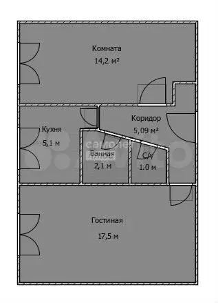 2-к. квартира, 44,9 м, 3/5 эт. - Фото 1