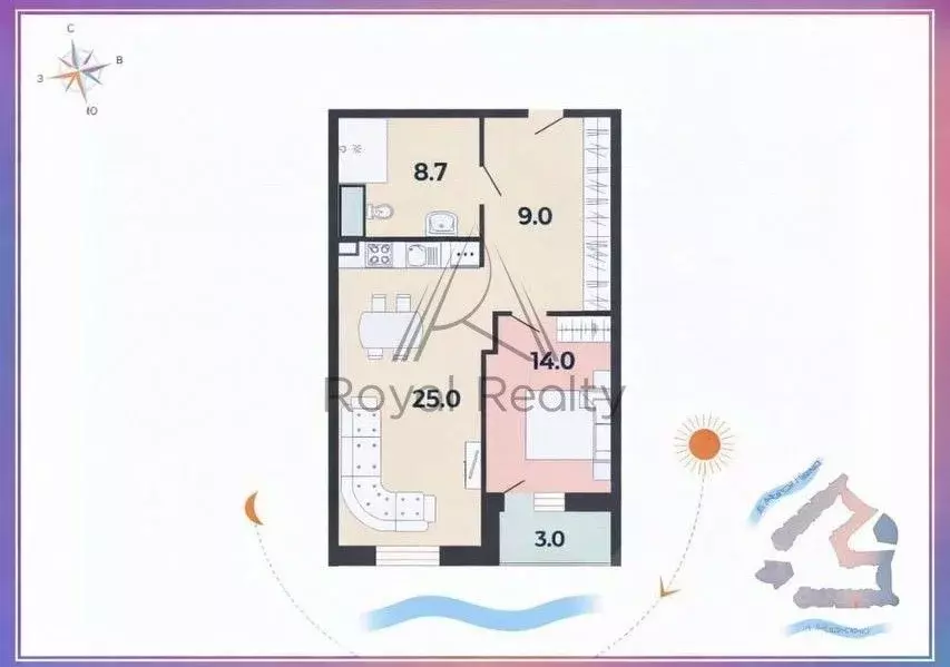 1-к кв. Санкт-Петербург Ждановская ул., 45 (56.7 м) - Фото 2