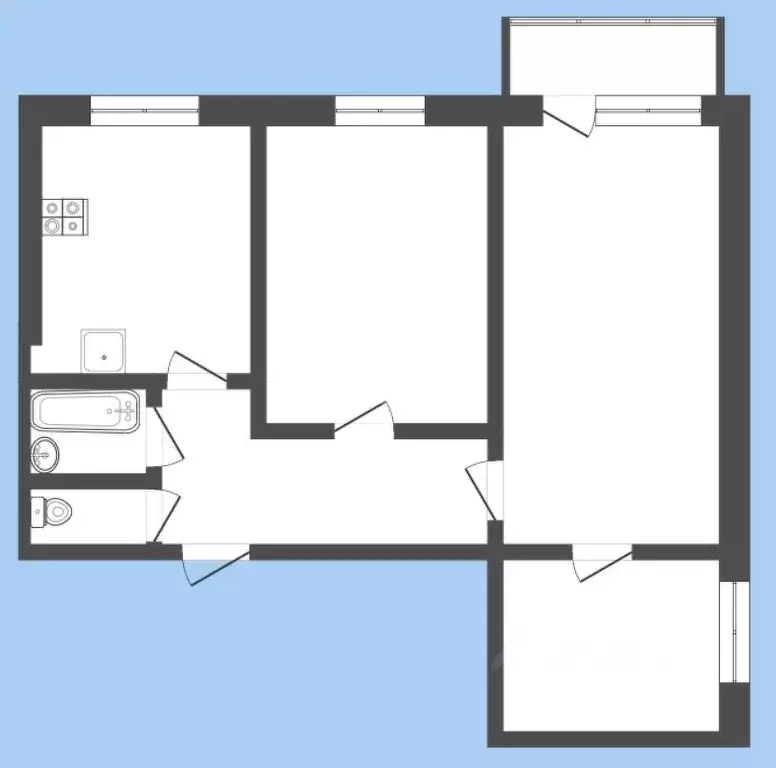 3-к кв. Кемеровская область, Новокузнецк Запорожская ул., 51 (57.6 м) - Фото 2