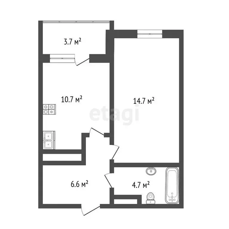 1-комнатная квартира: Тюмень, улица Николая Зелинского, 24 (37 м) - Фото 1