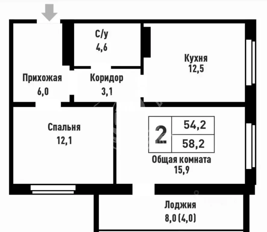 2-к кв. Алтайский край, Барнаул ул. Имени В.Т. Христенко, 3 (58.2 м) - Фото 1