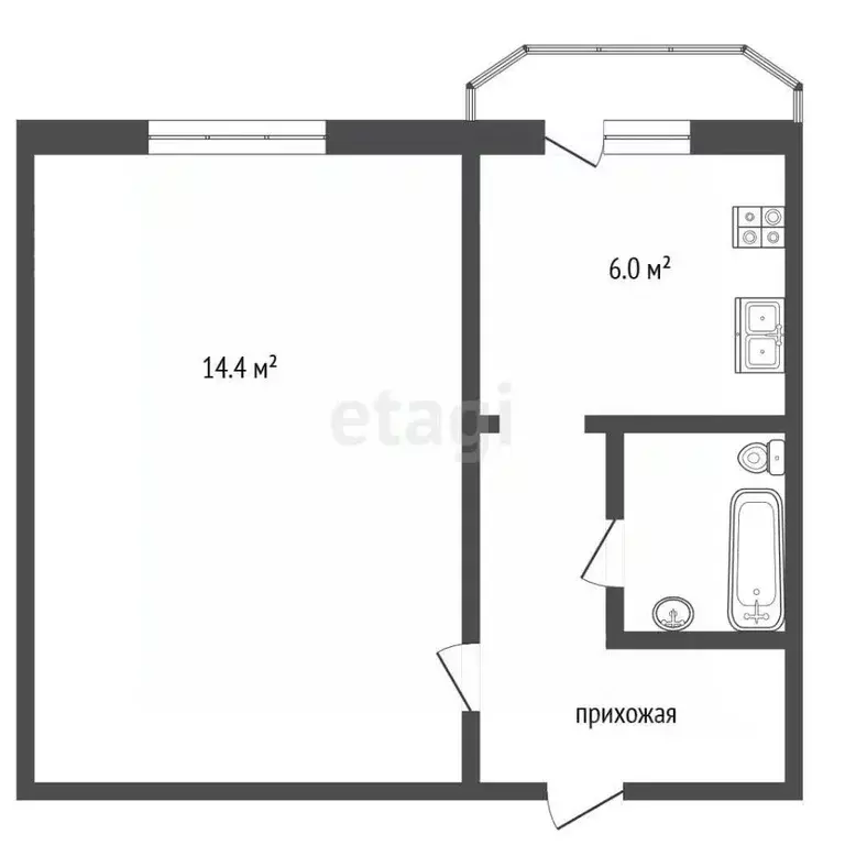 1-к кв. Московская область, Клин Майданово мкр, 1к1 (28.2 м) - Фото 1