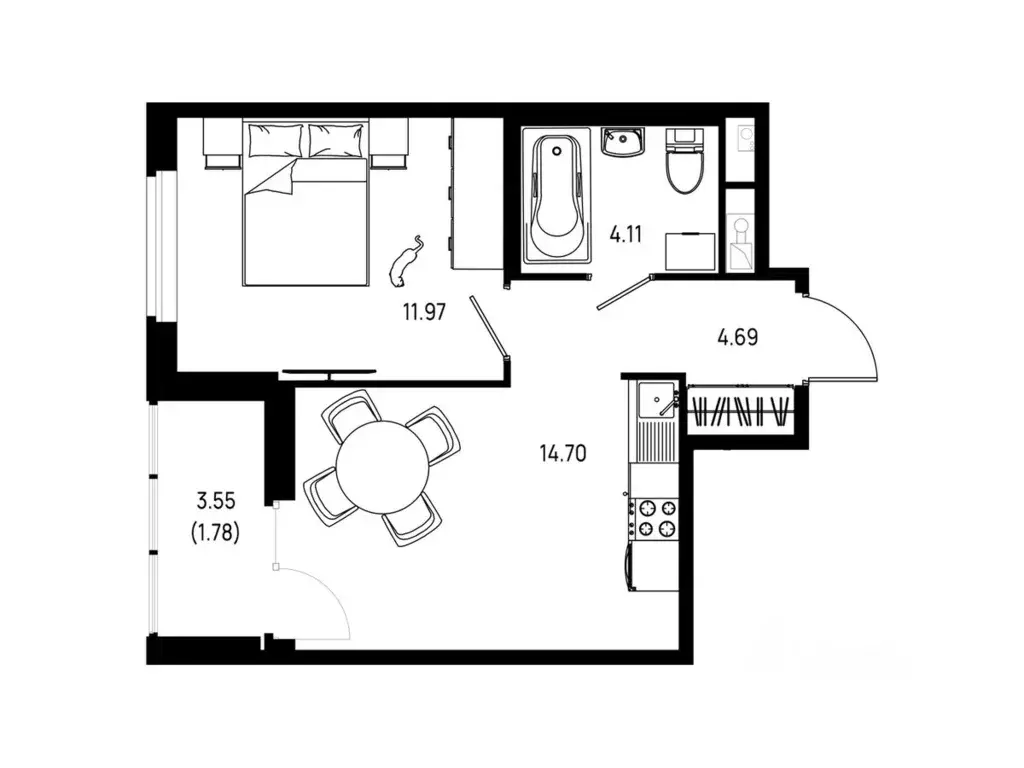 1-к кв. Ленинградская область, Всеволожский район, Свердловское ... - Фото 1
