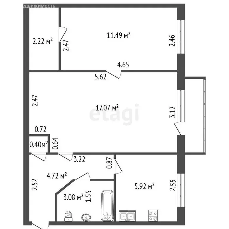 2-комнатная квартира: Санкт-Петербург, улица Седова, 124 (44.9 м) - Фото 1
