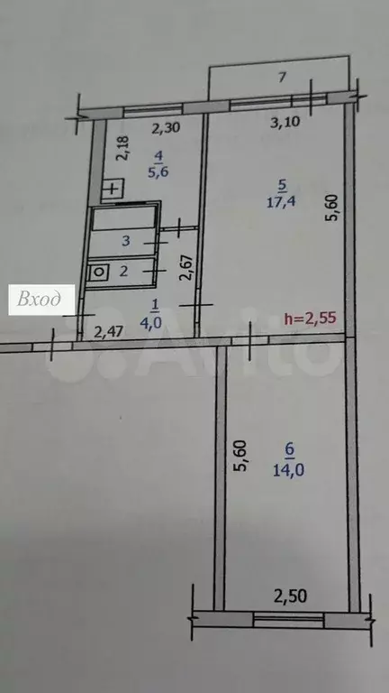 2-к. квартира, 44 м, 5/5 эт. - Фото 0