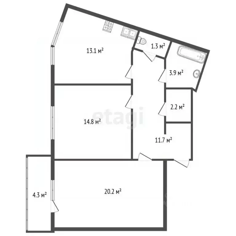 2-к кв. Ленинградская область, Всеволожск Южный мкр, ул. Центральная, ... - Фото 2