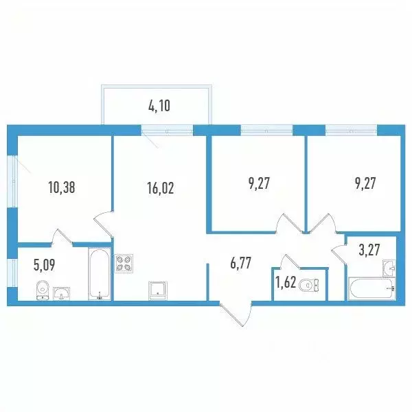 3-к кв. Санкт-Петербург Аэросити Лайф жилой комплекс (62.92 м) - Фото 1