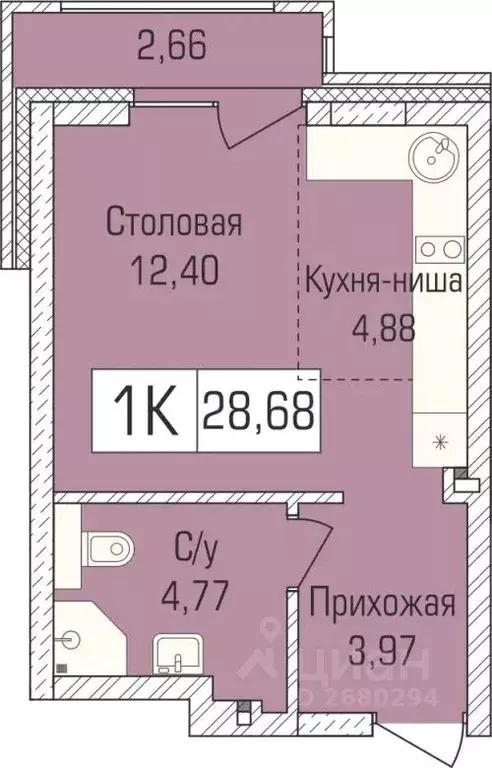 1-к кв. Новосибирская область, Новосибирск ул. Василия Клевцова, 3 ... - Фото 0