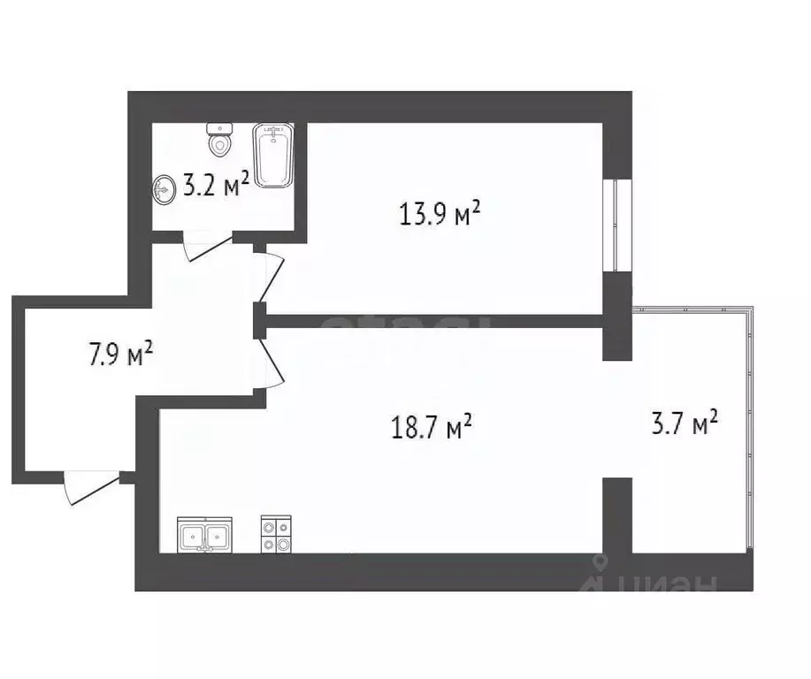 1-к кв. Вологодская область, Вологда ул. Возрождения, 53 (45.6 м) - Фото 1