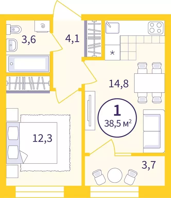 1-комнатная квартира: Екатеринбург, улица Репина, 111 (36.62 м) - Фото 0