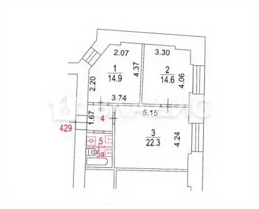 3-к кв. Москва Большой Гнездниковский пер., 10 (59.8 м) - Фото 2