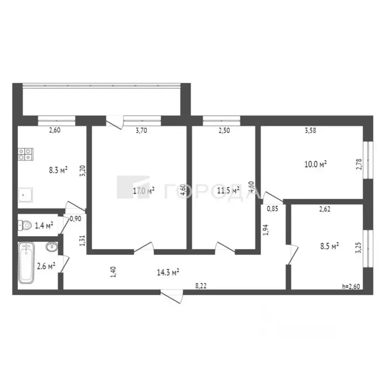 4-к кв. Алтайский край, Барнаул Северо-Западная ул., 48Б (73.6 м) - Фото 2