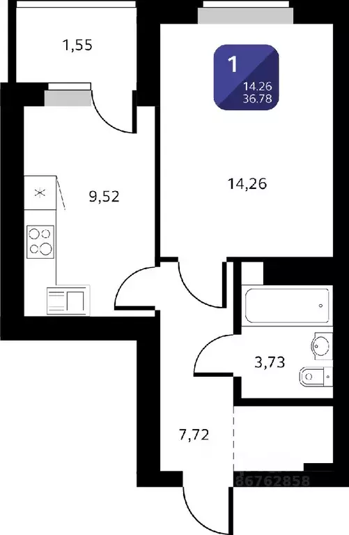 1-к кв. Башкортостан, Уфа Кремлевская ул., 50/3 (36.78 м) - Фото 0