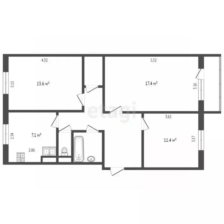 3-к кв. Ямало-Ненецкий АО, Ноябрьск ул. Цоя, 21 (67.5 м) - Фото 2