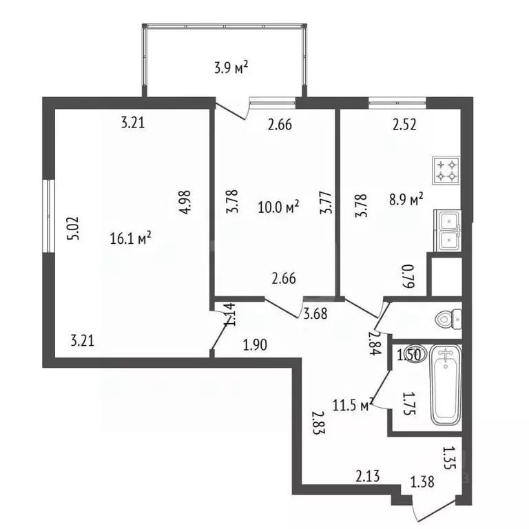 2-к кв. Санкт-Петербург ул. Русановская, 17к3 (51.0 м) - Фото 2