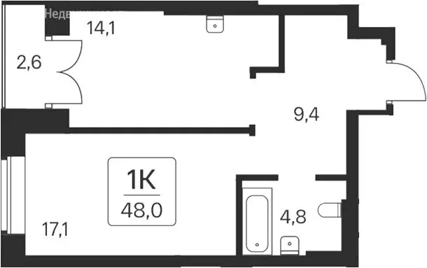 2-комнатная квартира: Новосибирск, ЖК Расцветай на Красном (45.4 м) - Фото 1