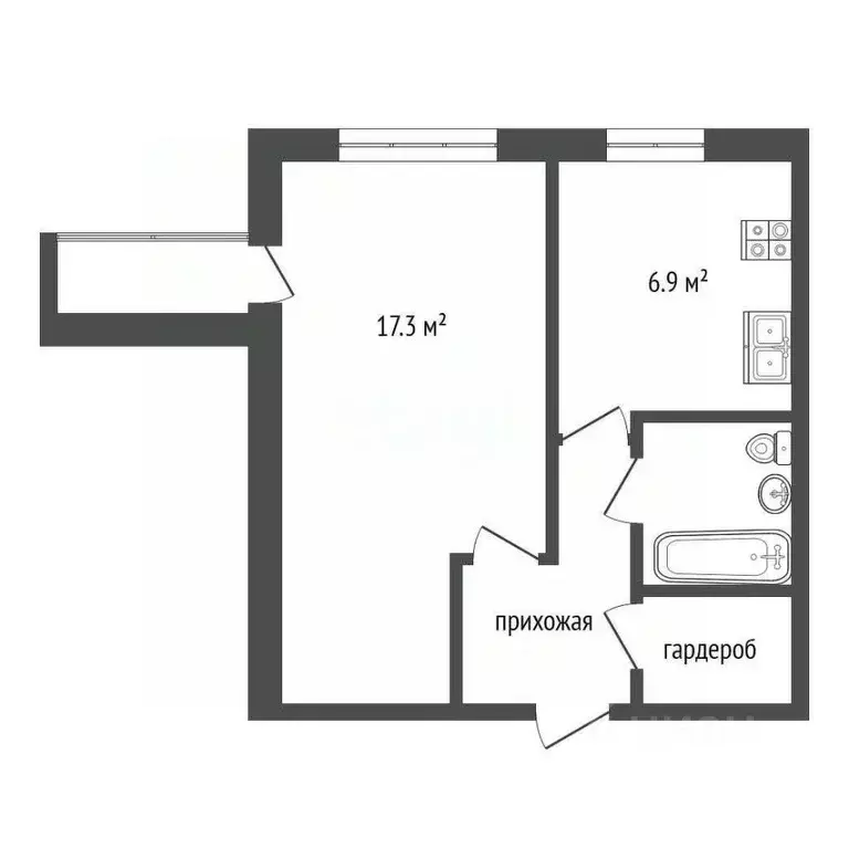 1-к кв. Ярославская область, Рыбинск ул. Черкасова, 3 (32.2 м) - Фото 1