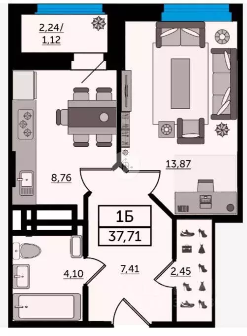 1-к кв. Ростовская область, Ростов-на-Дону просп. Михаила Нагибина, 40 ... - Фото 1