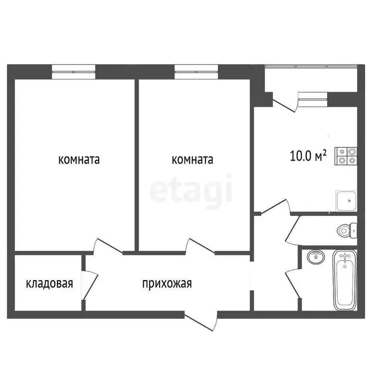 Квартира, 2 комнаты, 57.5 м - Фото 1
