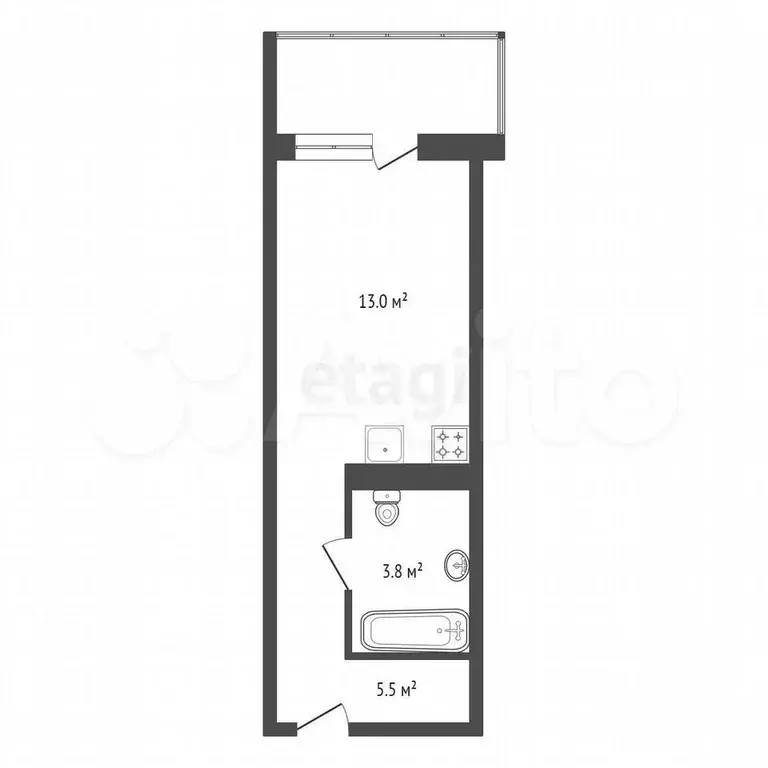 Квартира-студия, 24,1 м, 3/25 эт. - Фото 0