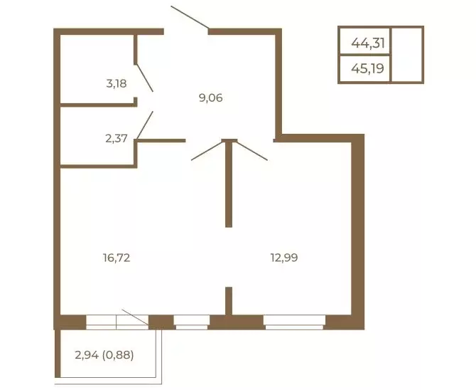 1-комнатная квартира: Сертолово, ЖК Новая История (45.19 м) - Фото 2