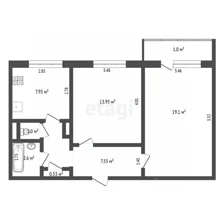 2-к кв. Мордовия, Саранск ул. Воинова, 28 (52.7 м) - Фото 2