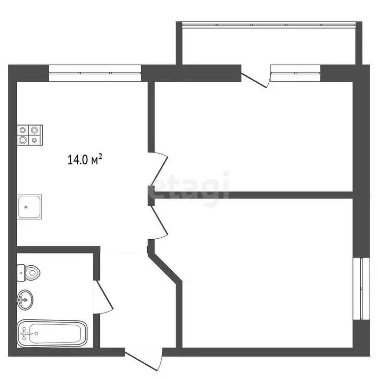 2-комнатная квартира: Кемерово, улица Сарыгина, 37 (44.4 м) - Фото 0
