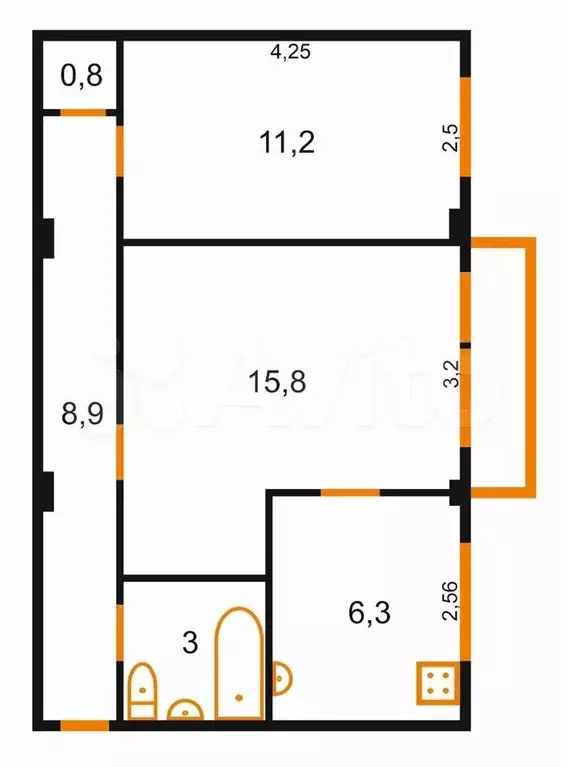 2-к. квартира, 46 м, 5/5 эт. - Фото 0