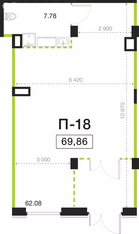 Помещение свободного назначения (69.86 м) - Фото 0