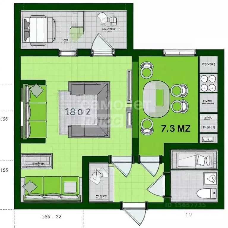 1-к кв. Омская область, Омск ул. Орджоникидзе, 270А (32.4 м) - Фото 1
