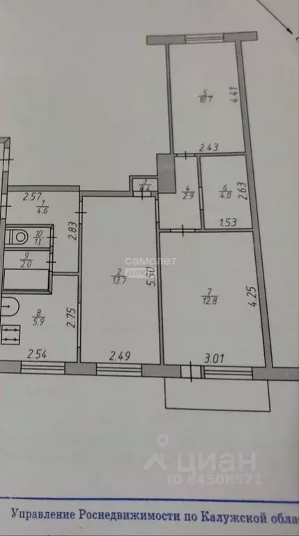 3-к кв. Калужская область, Дзержинский район, Льва Толстого с/пос, с. ... - Фото 2